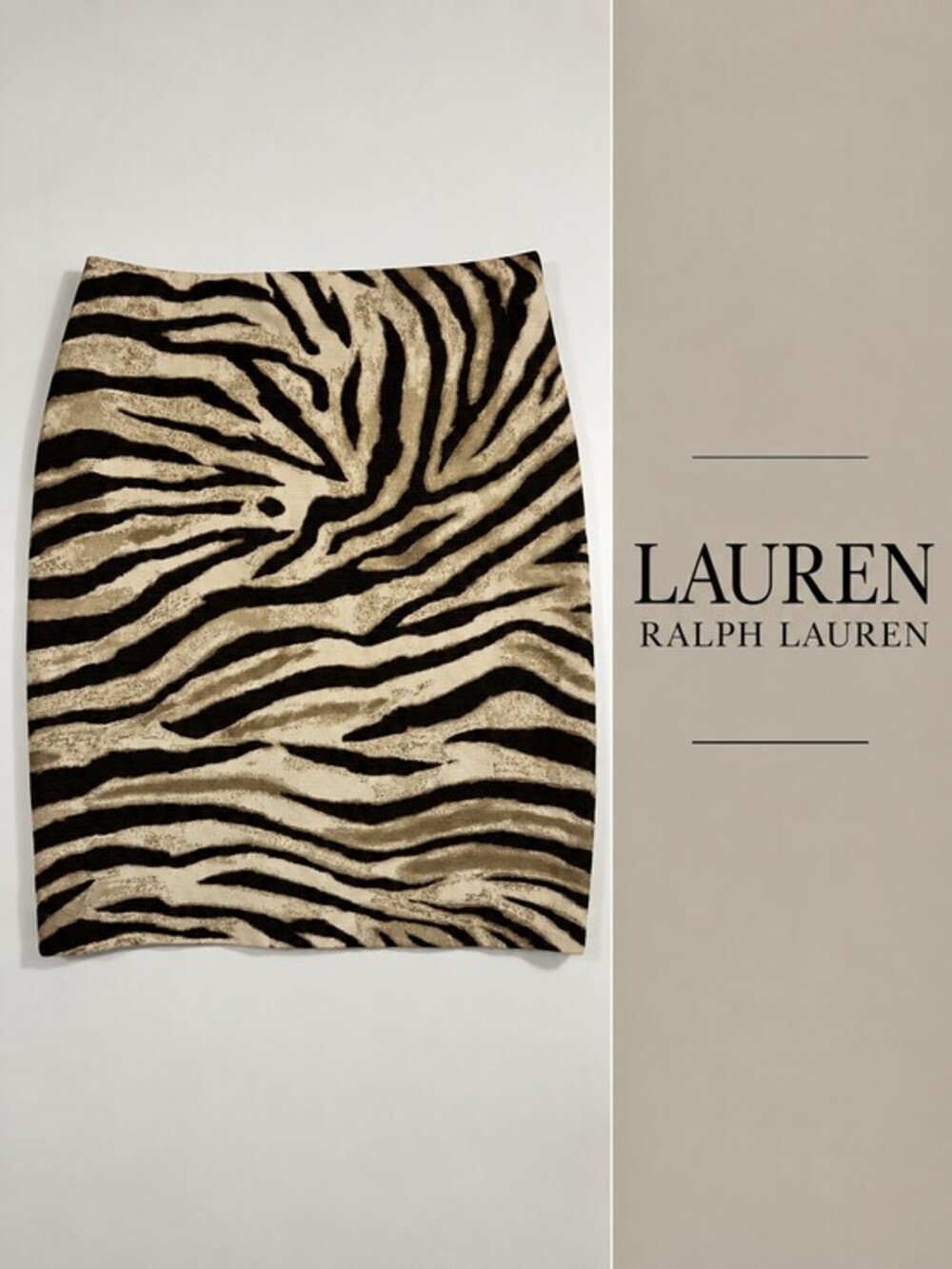 NWT Lauren Ralph Lauren Zebra Print Linen Cotton Pencil Skirt Size 6